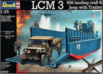 LCM 3 50ft Landing Craft And Jeep With Trailer 1:35