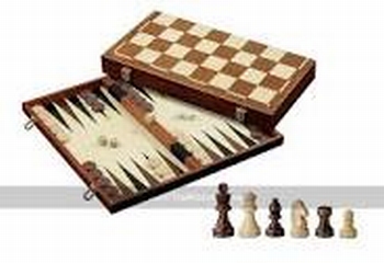 Schaak Backgammon houten set